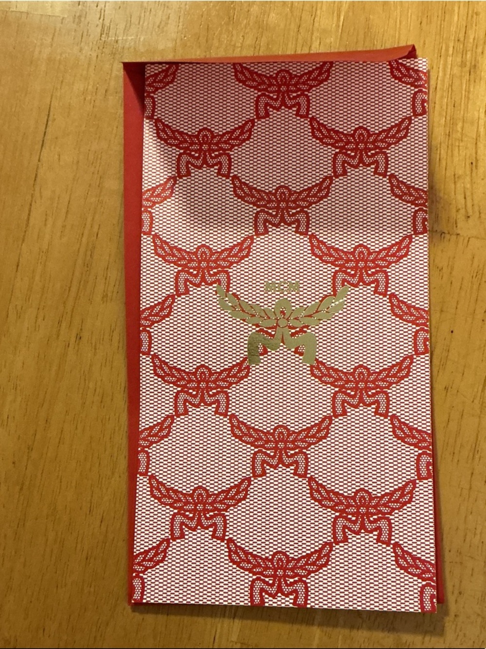 MCM Red and Gold Patterned Stationary Card & envelope